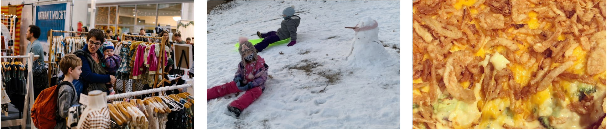 Shop. Snow. Casserole.