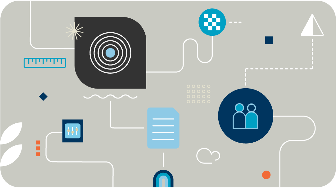 Beige stylized marketing automation illustration