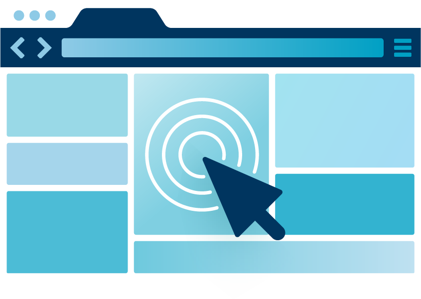 Browser graphic with mouse in center